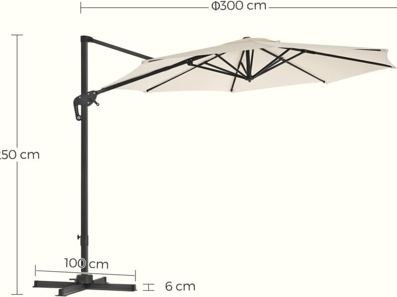 Parasol Songmics beżowy 300 x 250 cm