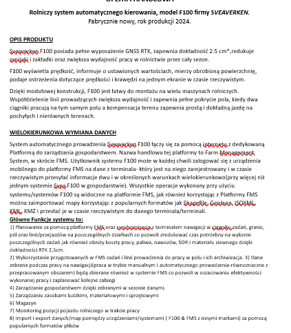 System nawigacji rolniczej Sveaverken RTK 2,5cm