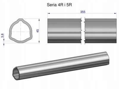 Rura wewnętrzna Seria 4R i 5R do wału 510 przegubowo-teleskopowego 45x3.8 m