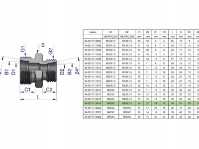 Złączka hydrauliczna redukcyjna metryczna BB M36x2 28L / M26x1.5 18L (XG) W