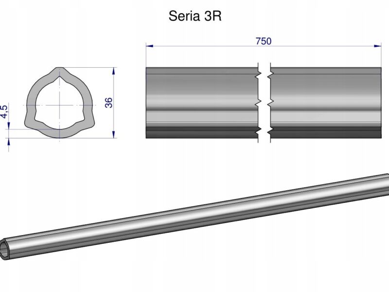 Rura wewnętrzna Seria 3R do wału 910 przegubowo-teleskopowego 36x4.5 mm 755