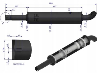 Tłumik okrągły krótki 830mm 4.1kg C-330 ORYGINAŁ URSUS