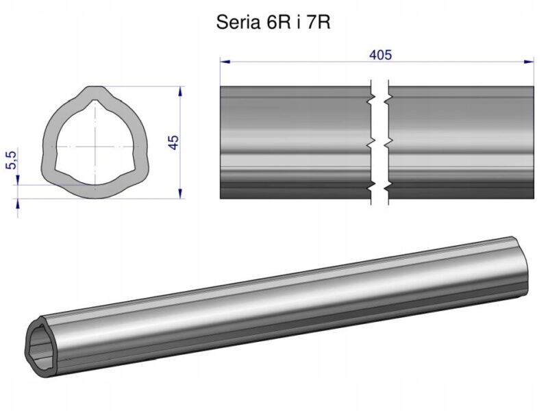 Rura wewnętrzna Seria 6R i 7R do wału 560 przegubowo-teleskopowego 45x5.5mm