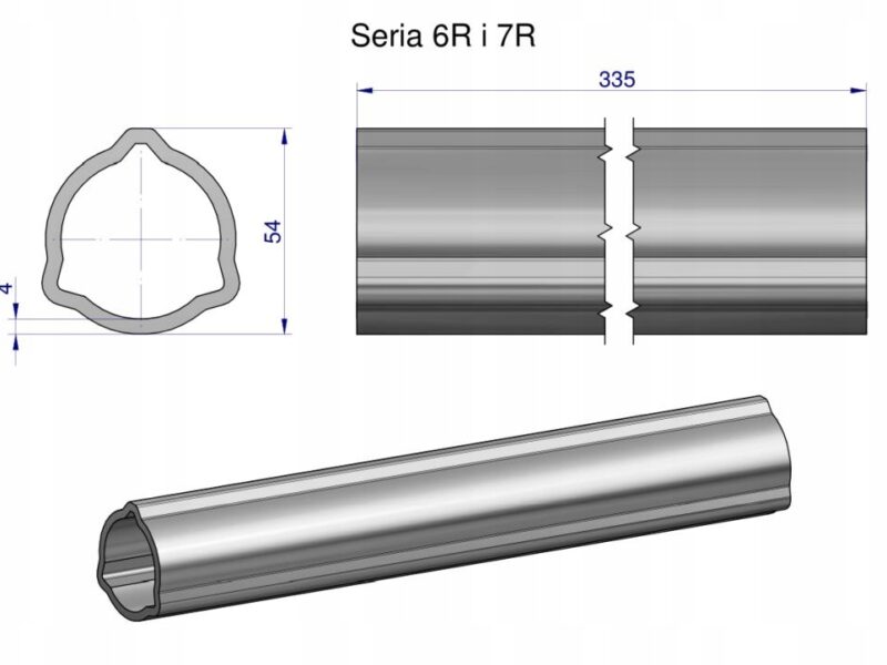 Rura zewnętrzna Seria 6R i 7R do wału 460 przegubowo-teleskopowego 54x4 mm