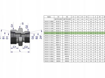 Złączka hydrauliczna redukcyjna metryczna BB M18x1.5 12L / M16x1.5 10L (XG)