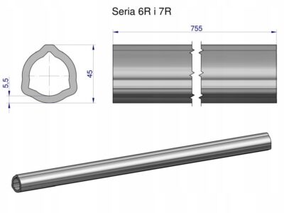 Rura wewnętrzna Seria 6R i 7R do wału 910 przegubowo-teleskopowego 45x5.5mm