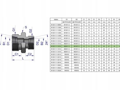 Złączka hydrauliczna redukcyjna metryczna BB M26x1.5 18L / M16x1.5 10L (XG)