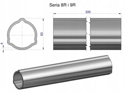 Rura zewnętrzna Seria 8R i 9R do wału 460 przegubowo-teleskopowego 63x4 mm