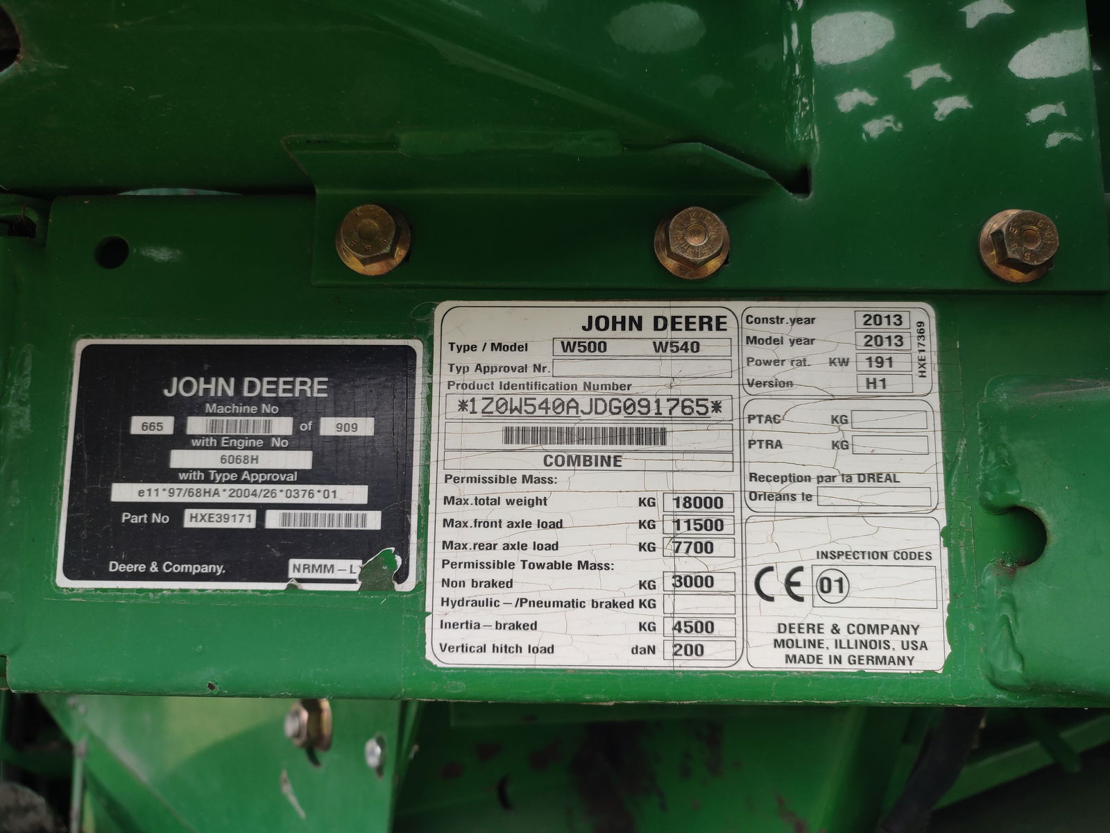 John deere w540