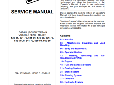 JCB 526 531 535 536 541 559 560 Service Manual Instrukcja naprawcza