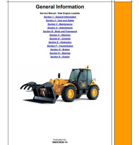 JCB 530 532 533 535 537 540 Telehandler Service Manual lnstrukcja naprawcza