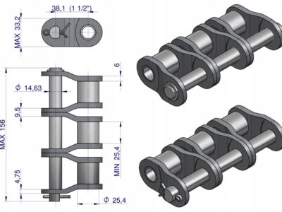 Półogniwo łańcucha P24B-3 (R3 1.1/2) Waryński