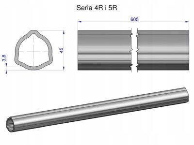 Rura wewnętrzna Seria 4R i 5R do wału 760 przegubowo-teleskopowego 45x3.8 m