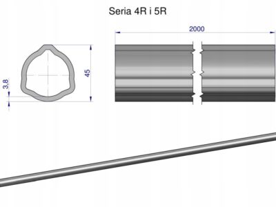 Rura trójkątna wewnętrzna Seria 4R i 5R do wału przegubowo-teleskopowego 45