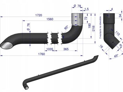 Tłumik rura wydechu AL164277 John Deere WARYŃSKI